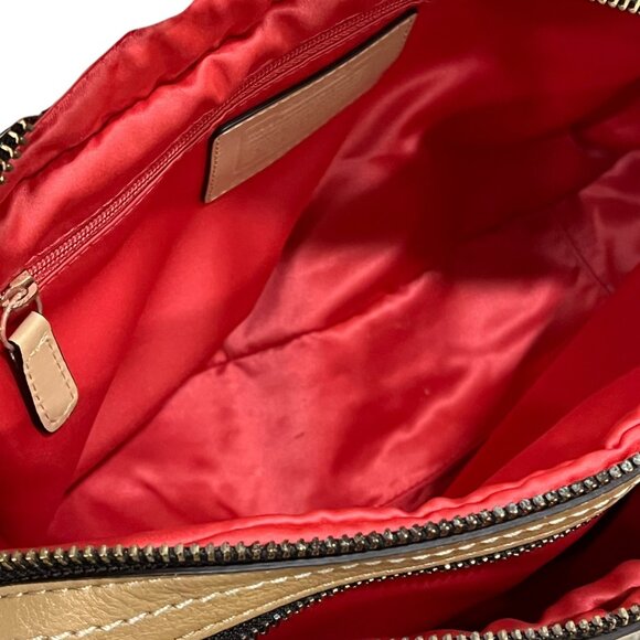 Coach Tan Leather Satchel Bag With Multiple Compartments & Gold Hardware - Picture 8 of 12